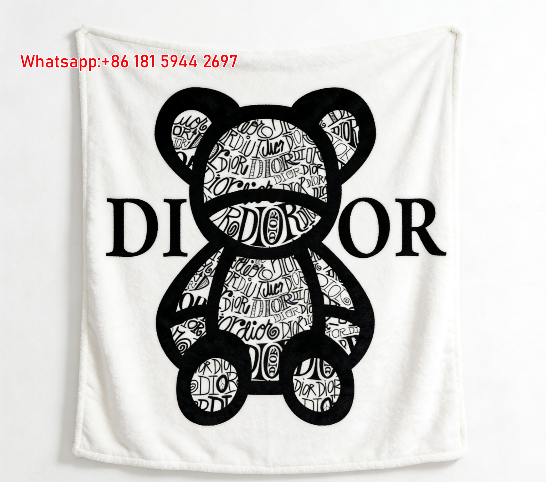 Dior Bear Print Flannel Sofa Throw Blanket D008